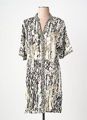 Robe mi-longue imprimé fantaisie manches courtes vert ONE STEP femme