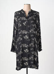 Robe mi-longue imprimé fantaisie manches longues noir LA FEE MARABOUTEE femme