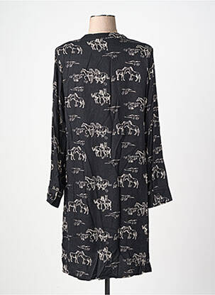 Robe mi-longue imprimé fantaisie manches longues noir LA FEE MARABOUTEE femme