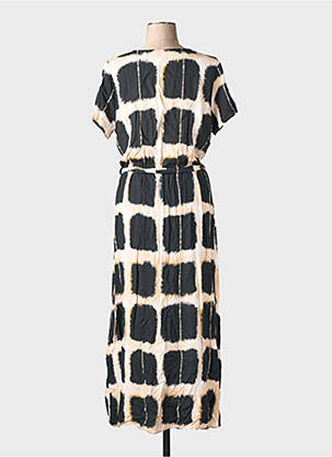 Robe longue tissage popeline manches courtes noir LA FEE MARABOUTEE femme