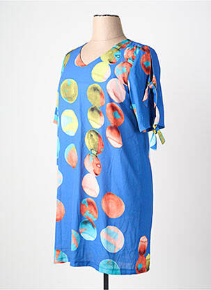 Tunique manches courtes tissage crêpe bleu SIGNE NATURE femme