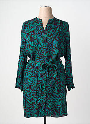 Robe mi-longue imprimé fantaisie manches longues vert LA FEE MARABOUTEE femme
