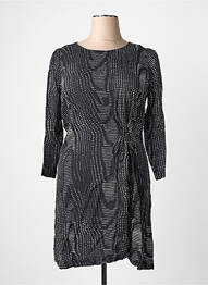 Robe mi-longue imprimé fantaisie manches longues noir LA FEE MARABOUTEE femme