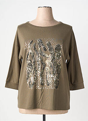 Pull coupe droite manches 3/4 vert BETTY BARCLAY femme
