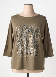 Pull coupe droite manches 3/4 vert BETTY BARCLAY femme