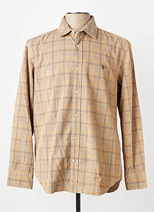 Chemise manches longues imprimé écossais beige U.S. POLO ASSN homme