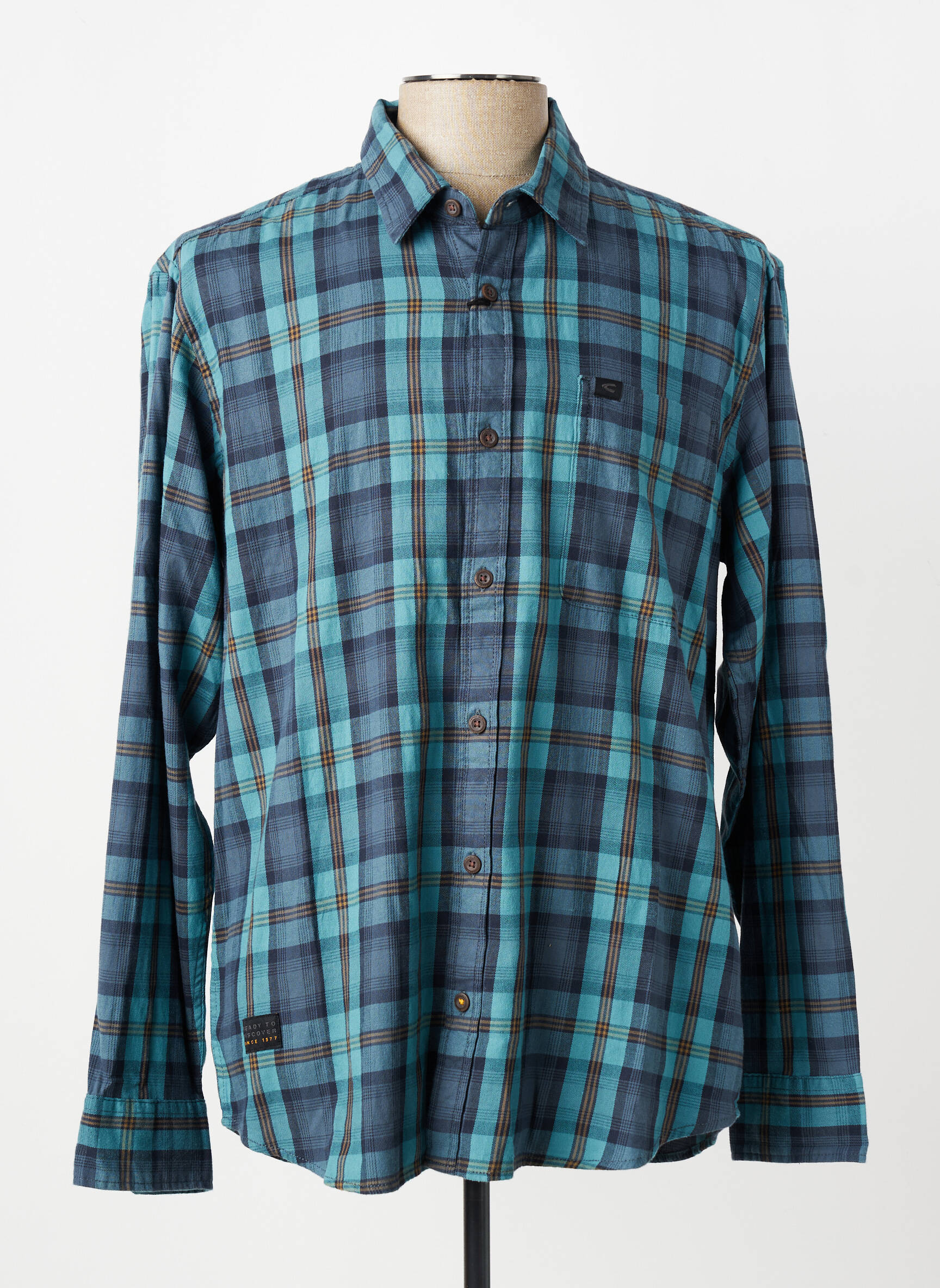 Chemise manches longues imprimé écossais bleu CAMEL ACTIVE homme