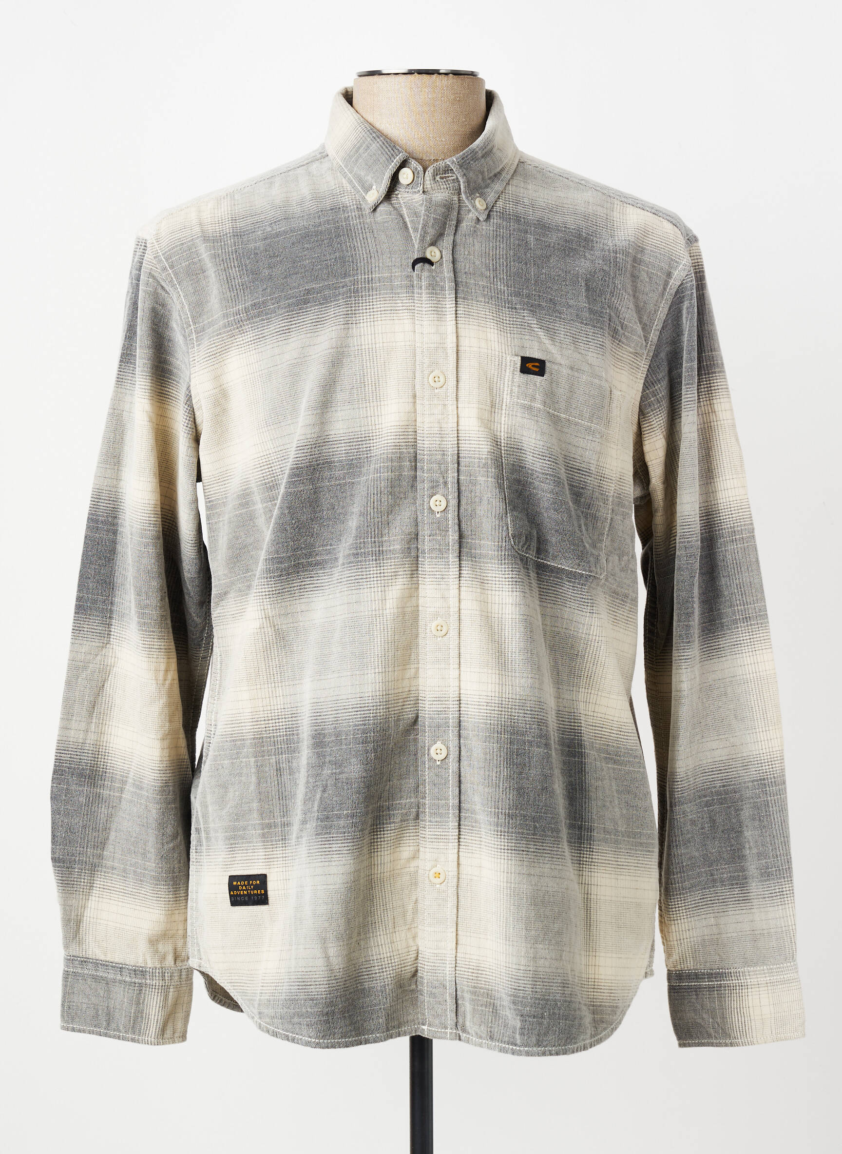 Chemise manches longues imprimé carreaux gris CAMEL ACTIVE homme