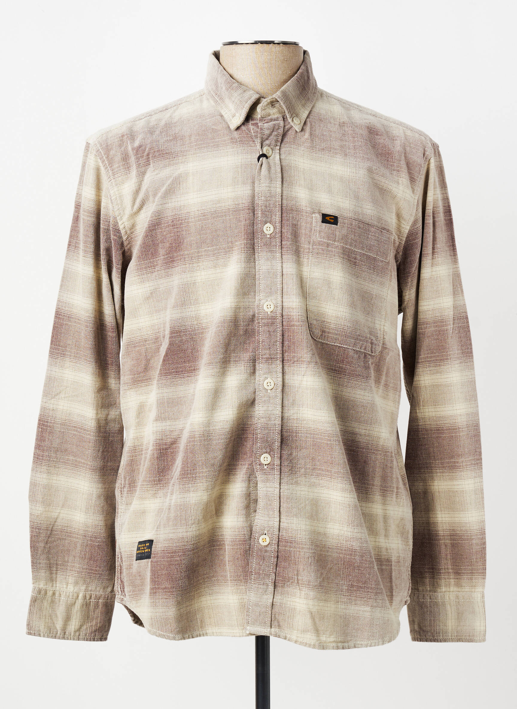 Chemise manches longues imprimé carreaux marron CAMEL ACTIVE homme