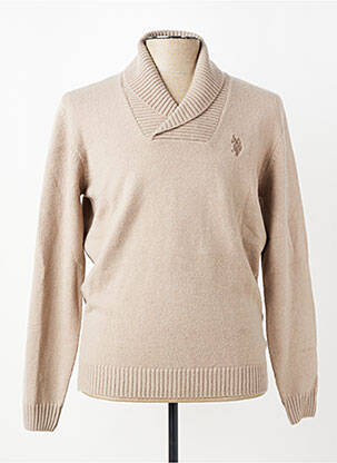 Pull maille tricot manches longues beige U.S. POLO ASSN homme