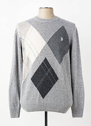 Pull col rond manches longues gris U.S. POLO ASSN homme