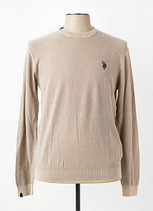 Pull col rond manches longues beige U.S. POLO ASSN homme