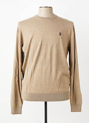 Pull col rond manches longues beige U.S. POLO ASSN homme