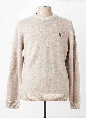 Pull col rond manches longues beige U.S. POLO ASSN homme