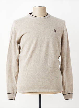 Pull col rond manches longues beige U.S. POLO ASSN homme