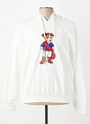 Sweat-shirt à capuche sérigraphie floquée manches longues blanc U.S. POLO ASSN homme