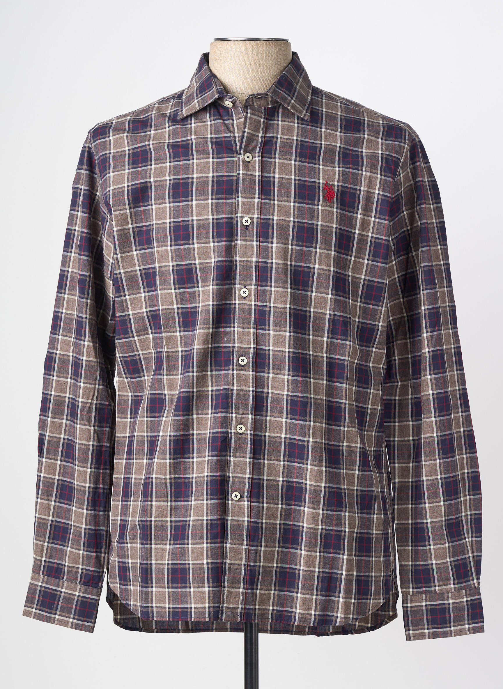 Chemise manches longues imprimé écossais marron U.S. POLO ASSN homme