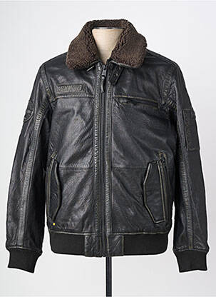Veste en cuir poches noir CAMEL ACTIVE homme
