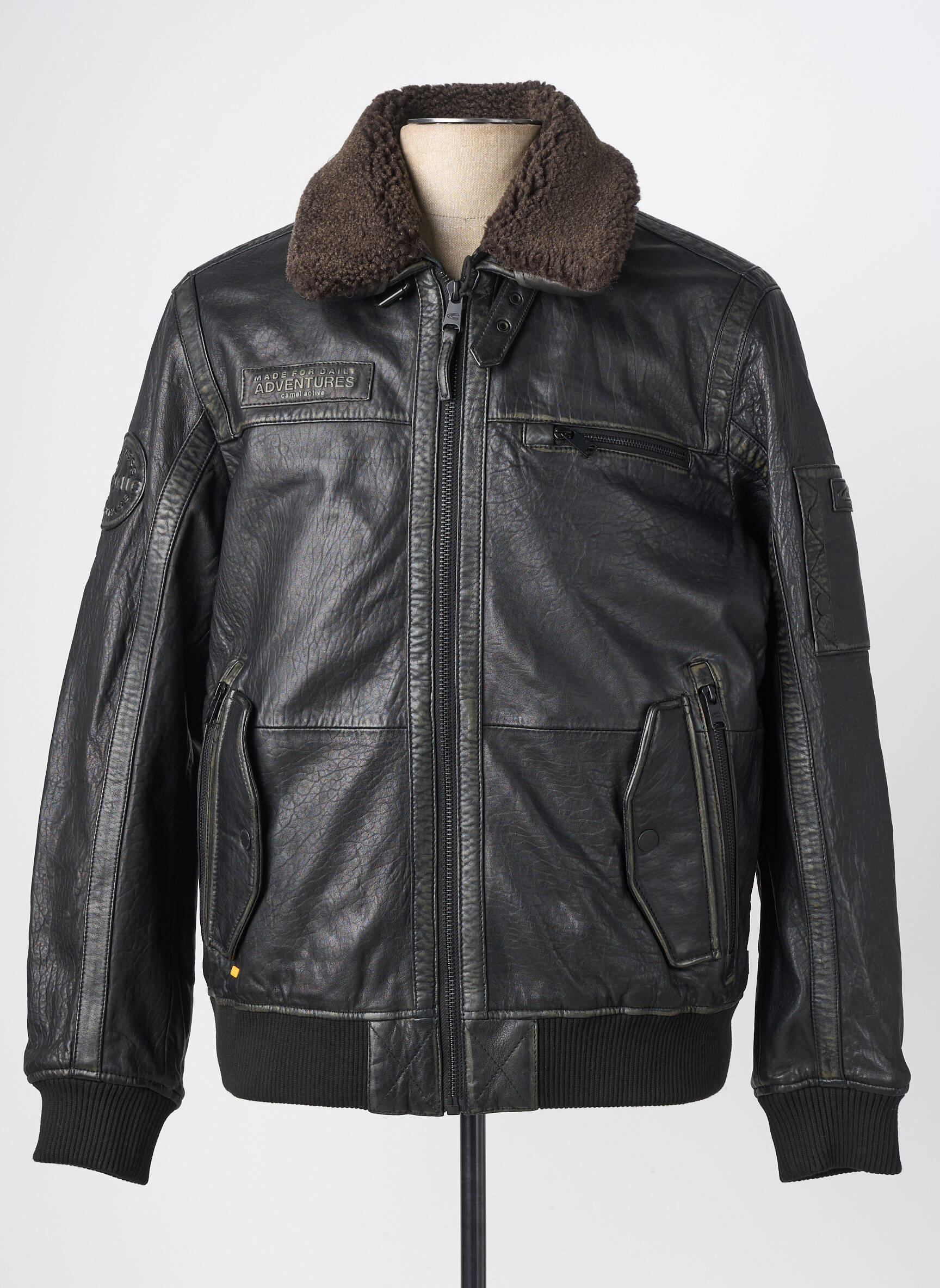 Veste en cuir poches noir CAMEL ACTIVE homme