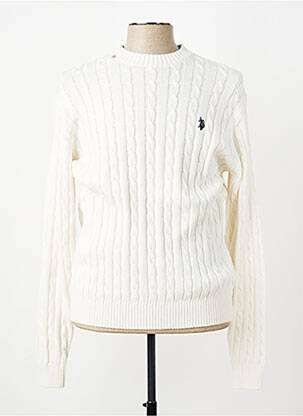 Pull col rond manches longues beige U.S. POLO ASSN homme