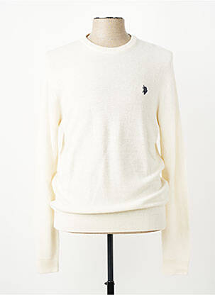 Pull col rond manches longues beige U.S. POLO ASSN homme