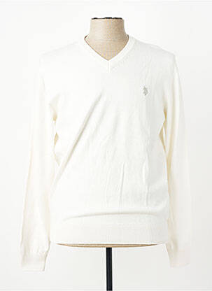 Pull col v manches longues beige U.S. POLO ASSN homme