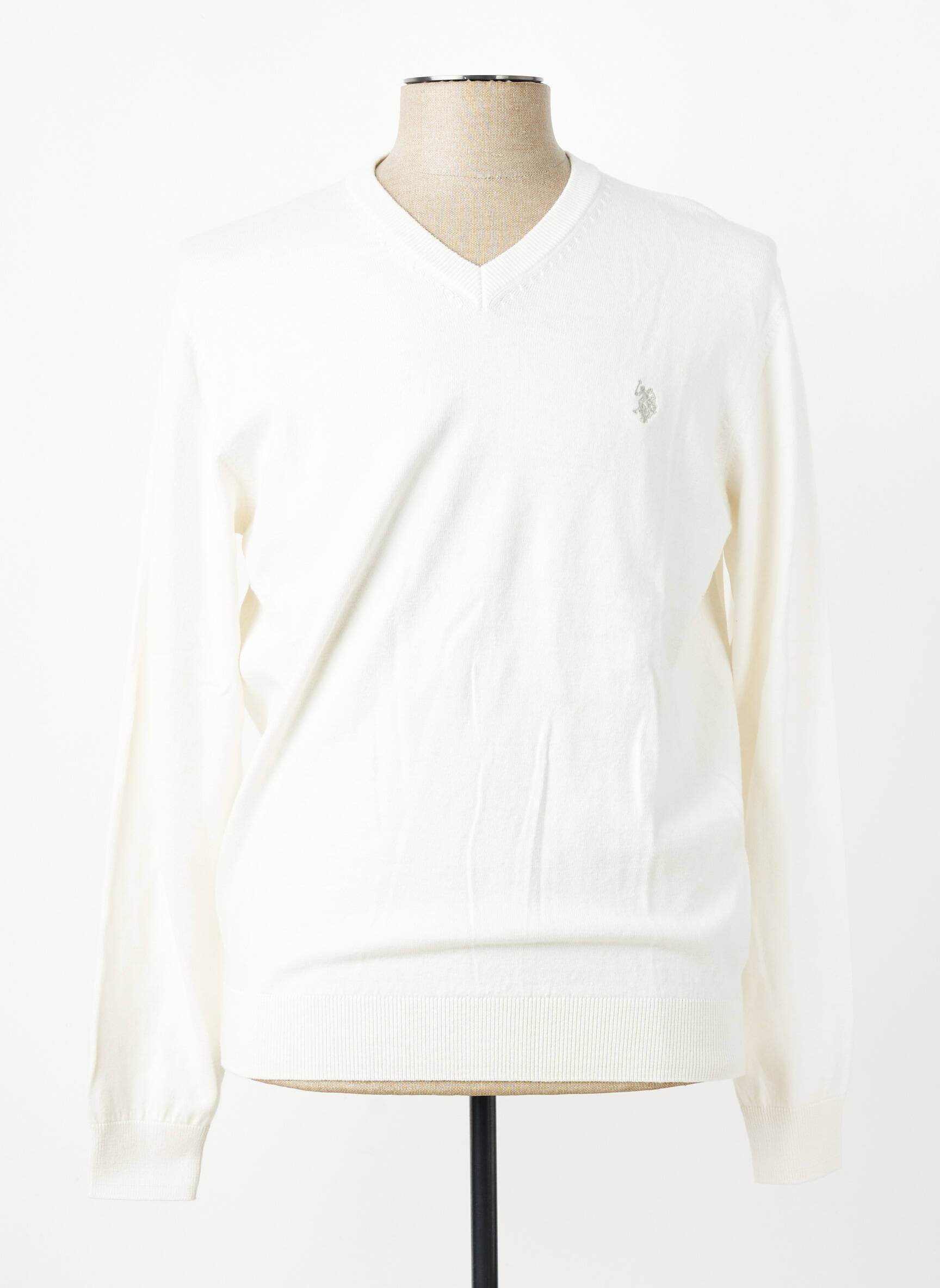 Pull col v manches longues beige U.S. POLO ASSN homme