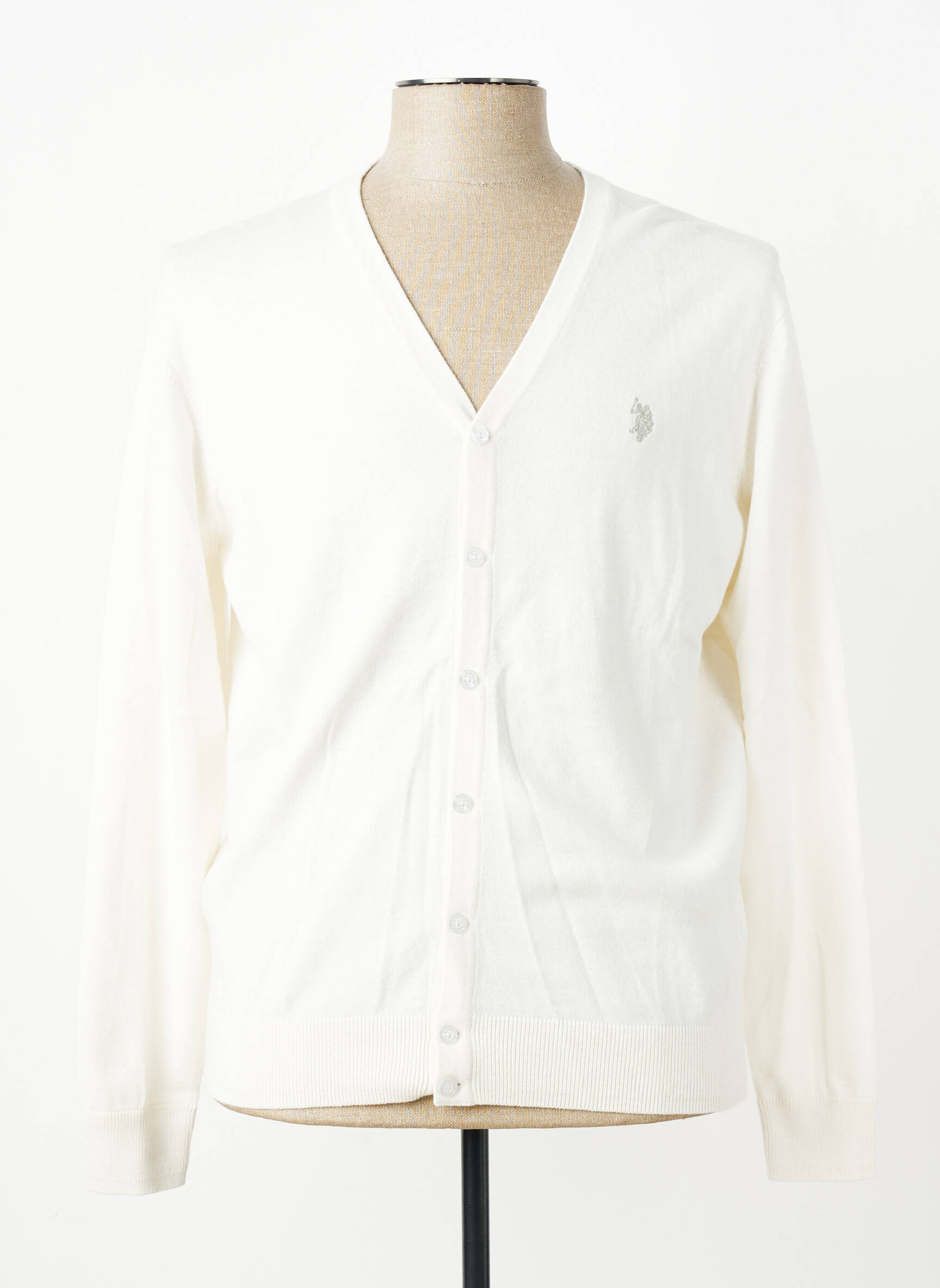 Gilet manches longues col v beige U.S. POLO ASSN homme