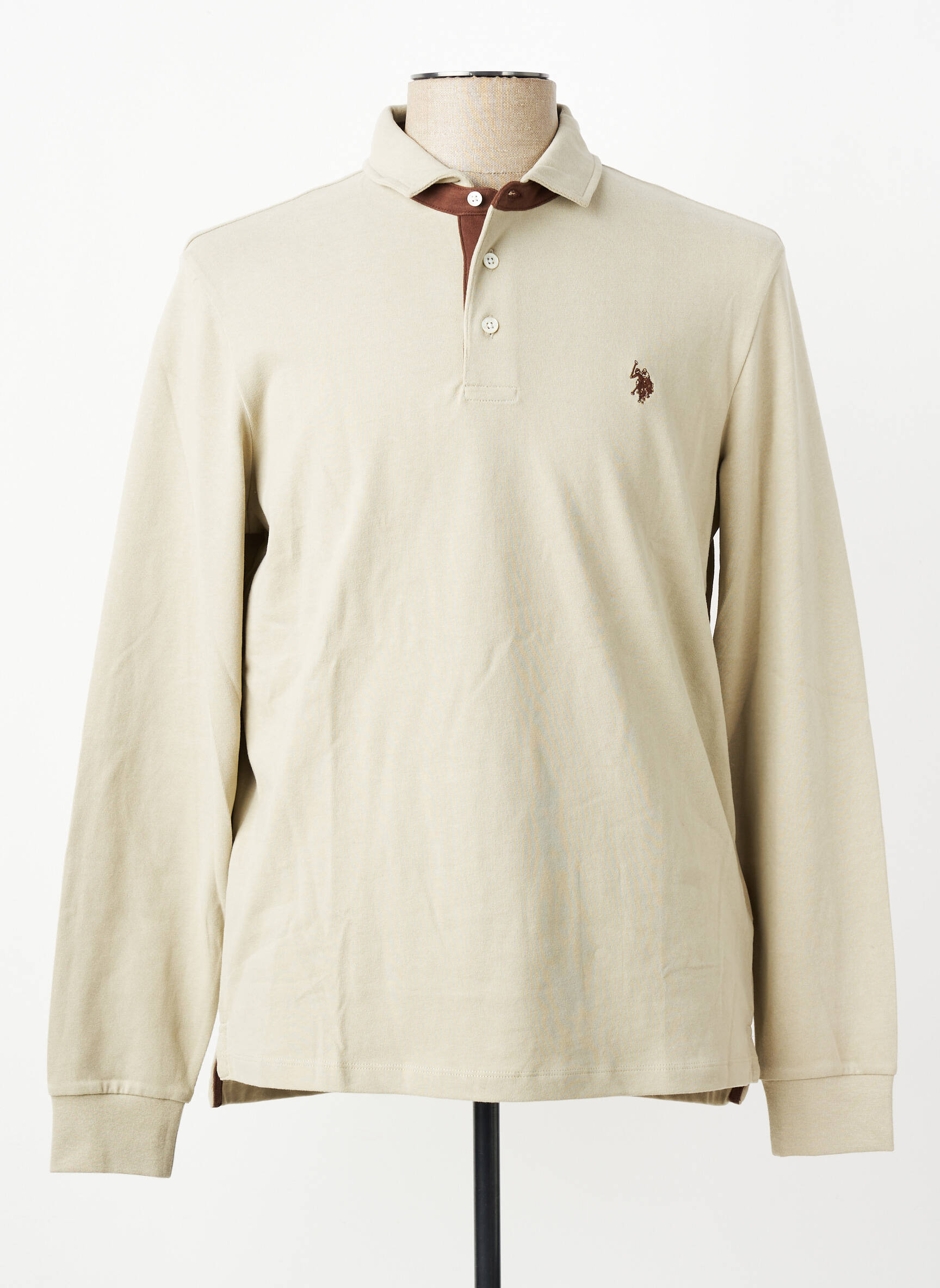 Polo manches longues manches longues beige U.S. POLO ASSN homme