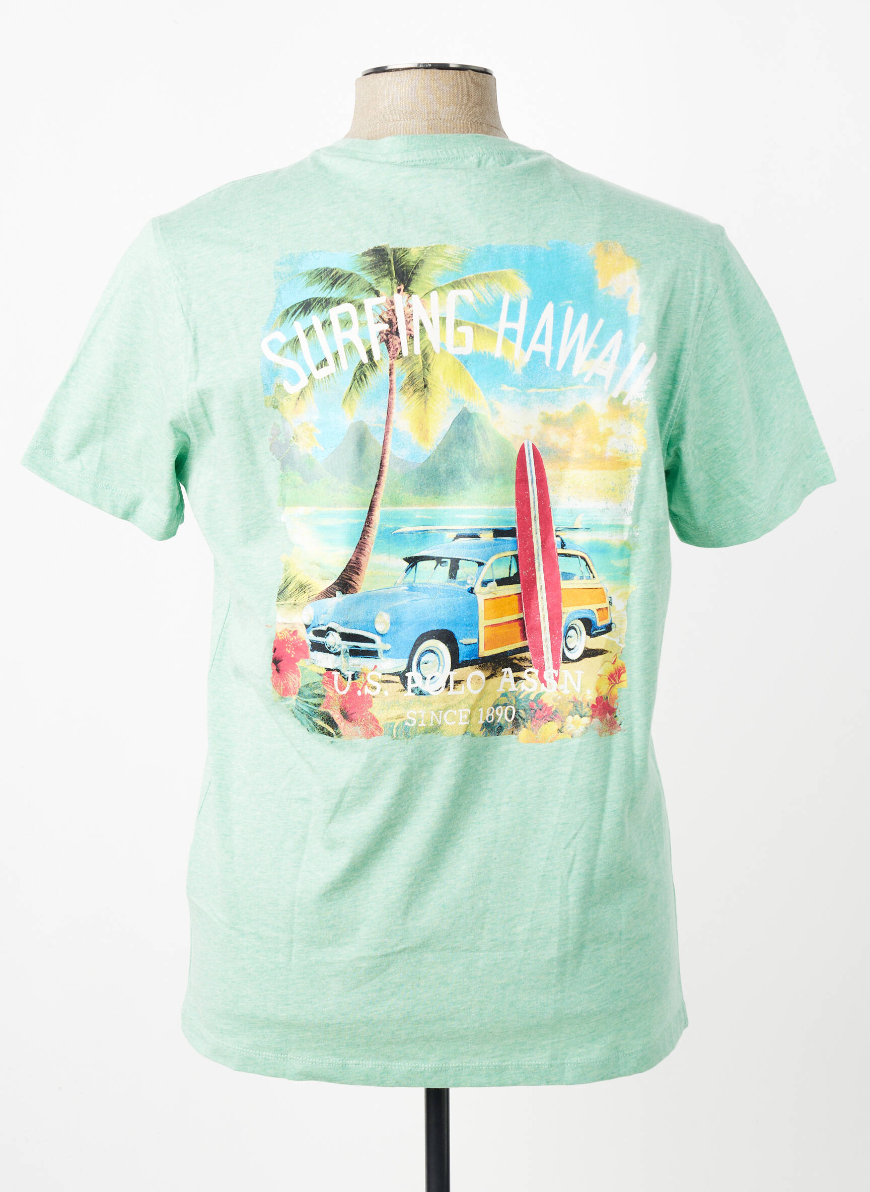 T-shirt tissage chiné manches courtes vert U.S. POLO ASSN homme