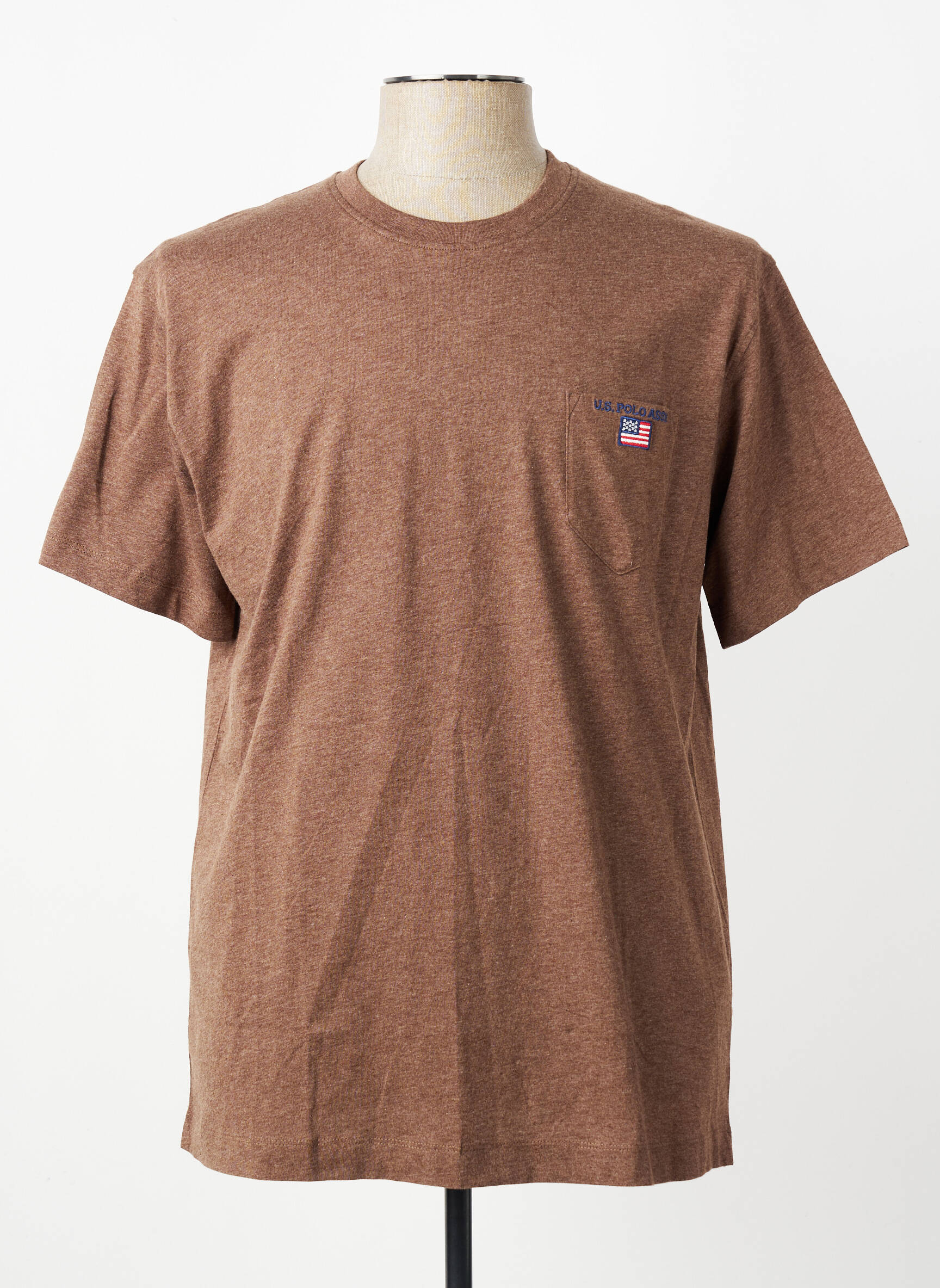 T-shirt tissage chiné manches courtes marron U.S. POLO ASSN homme
