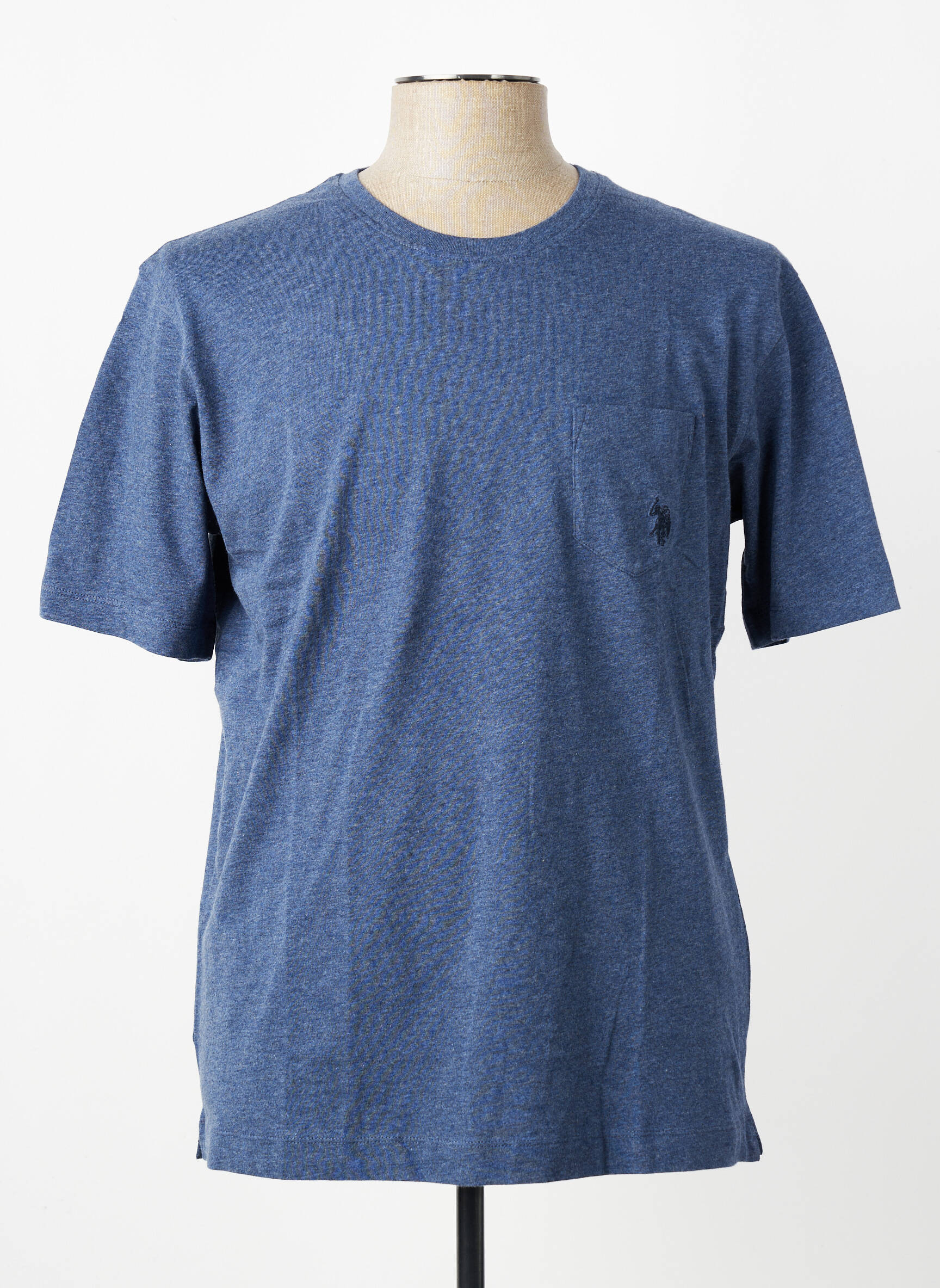 T-shirt tissage chiné manches courtes bleu U.S. POLO ASSN homme