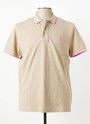 Polo tissage chiné manches courtes marron U.S. POLO ASSN homme