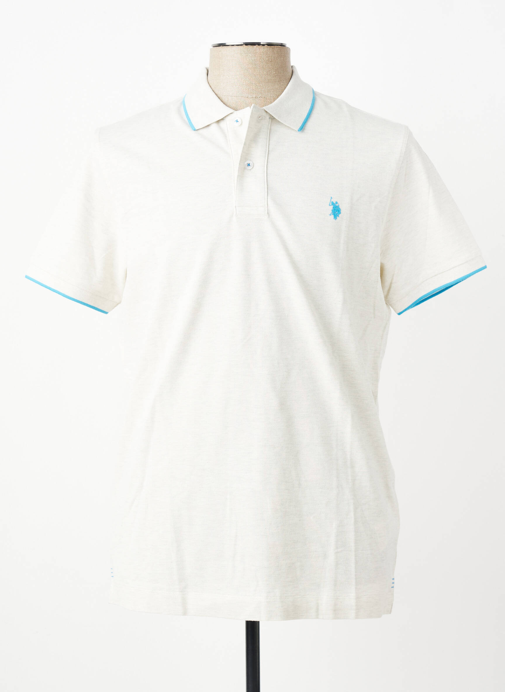 Polo tissage chiné manches courtes beige U.S. POLO ASSN homme