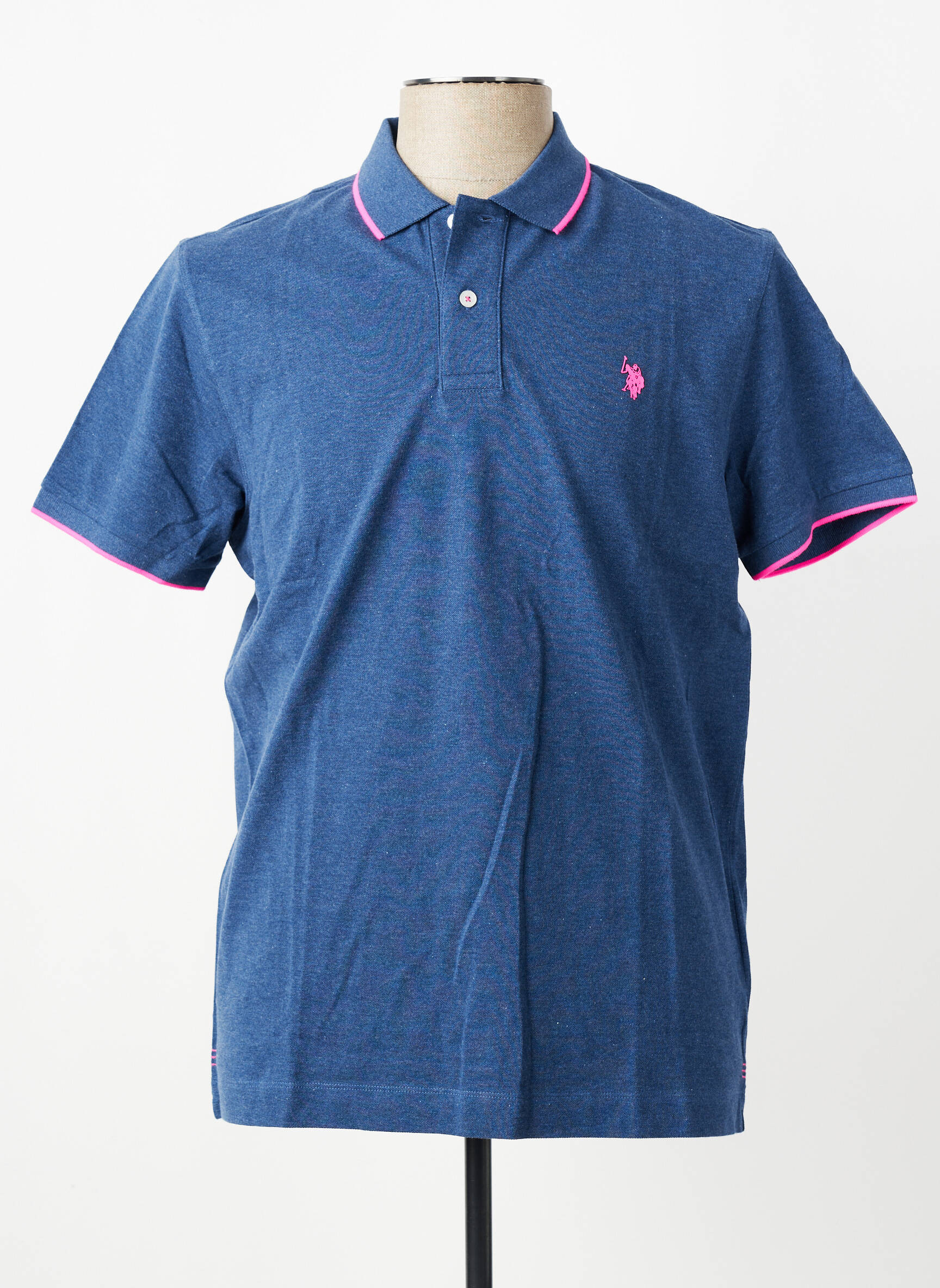 Polo tissage chiné manches courtes bleu U.S. POLO ASSN homme