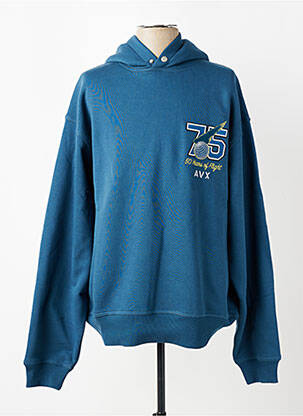 Sweat-shirt à capuche broderie manches longues bleu AVIREX homme