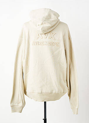 Sweat-shirt à capuche broderie manches longues beige AVIREX homme