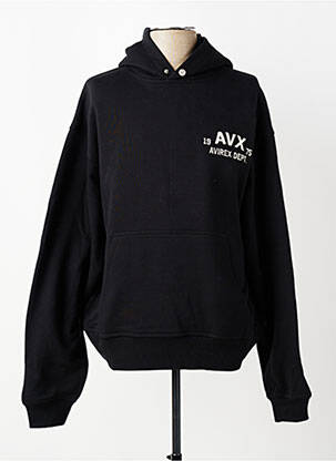 Sweat-shirt à capuche broderie manches longues noir AVIREX homme