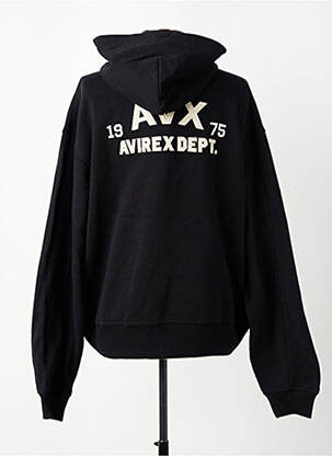 Sweat-shirt à capuche broderie manches longues noir AVIREX homme