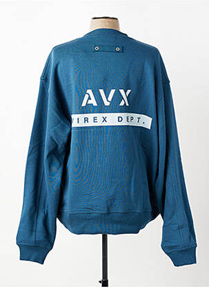 Sweat-shirt sérigraphie floquée manches longues bleu AVIREX homme