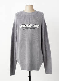 Pull col rond manches longues gris AVIREX homme