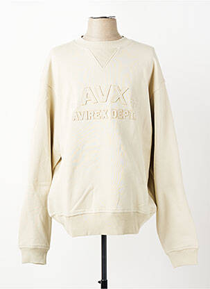 Sweat-shirt broderie manches longues beige AVIREX homme