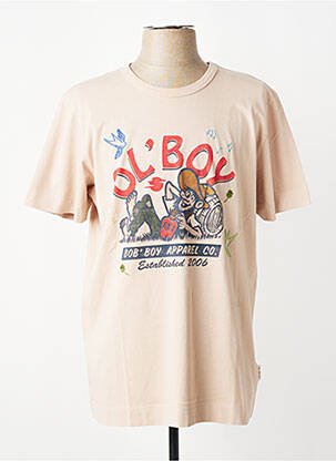 T-shirt coupe cintrée manches courtes beige BOB homme