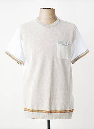 Pull stretch manches courtes gris BOB homme