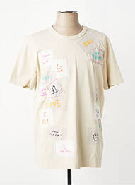 T-shirt broderie manches courtes beige BOB homme