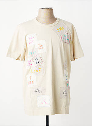 T-shirt broderie manches courtes beige BOB homme