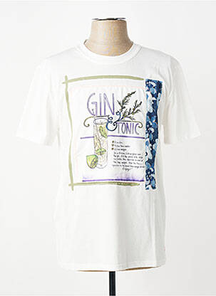 T-shirt broderie manches courtes beige BOB homme