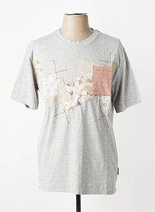 T-shirt tissage chiné manches courtes gris BOB homme