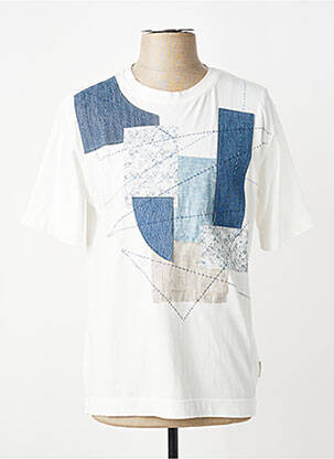 T-shirt broderie manches courtes blanc BOB homme