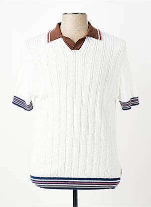 Pull stretch manches courtes blanc BOB homme